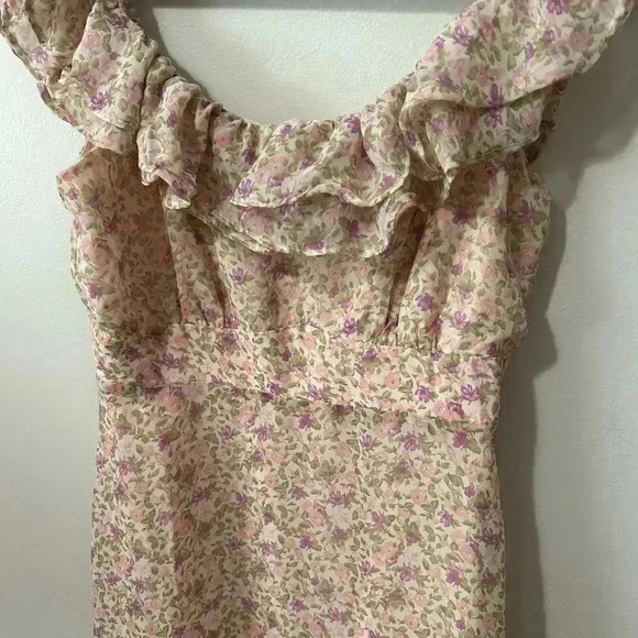 NWOT ASTR THE LABEL  MAGNOLIA FLORAL RUFFLE HI-LO MAXI DRESS S - Picture 5 of 10